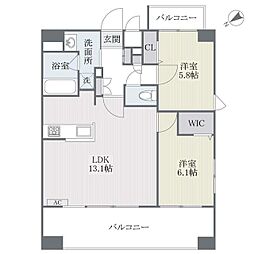 ツインズ大橋A館 2LDKの間取図画像