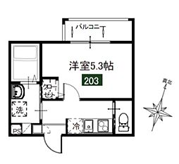 MELDIA堀之内3丁目 1Kの間取図画像