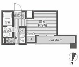 レジディア両国 7階1Kの間取り
