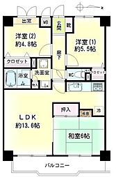 ロイヤルシーダ 2階3LDKの間取り