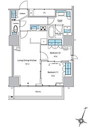 ルフォンプログレ渋谷ヒルトップ 2LDKの間取図画像