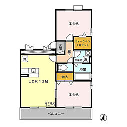 ジャーマン・アイリス2 2LDKの間取図画像