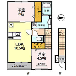 EAST VILLAGE 2015 2階2LDKの間取り