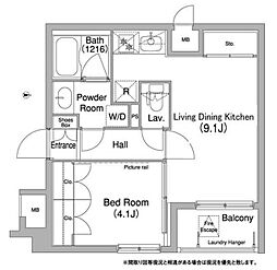 コンフォリア目黒長者丸 1LDKの間取図画像