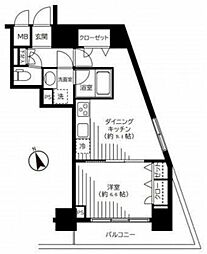 銀座レジデンス伍番館 13階1LDKの間取り