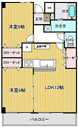 グレイトバレー 3階2LDKの間取り