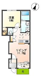 パーチェ 1階1LDKの間取り