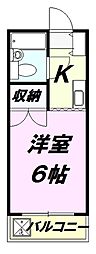 サンアベニュー池田 1階1Kの間取り