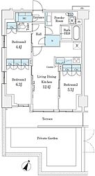 ロイヤルパークス赤羽ノース 1階3LDKの間取り