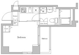 都営新宿線 浜町駅 徒歩3分の賃貸マンション 9階1Kの間取り