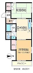 ロワール西一之江 2DKの間取図画像