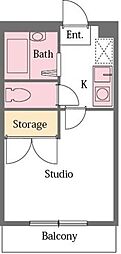 アルシェメゾン 1Kの間取図画像