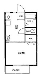 サニーサイド南大沢A棟 1階1DKの間取り