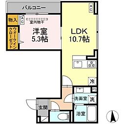 D'Bless横濱岸根公園I 1LDKの間取図画像