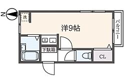 サニークランツＢ 1階ワンルームの間取り