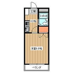 グラドゥアーレII 3階1Kの間取り