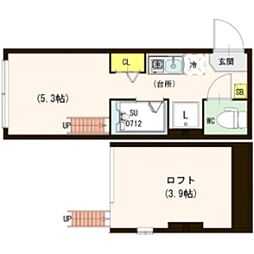 ミラベル 2階ワンルームの間取り