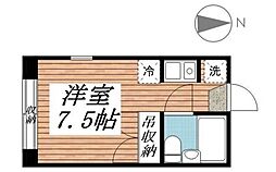 ウエストハイム国領 1階ワンルームの間取り