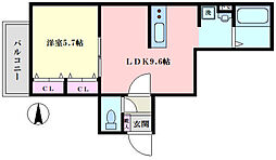 グリシーヌ石神井公園 1LDKの間取図画像