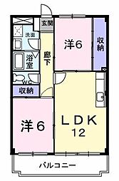 カーサエスペランサ 2LDKの間取図画像