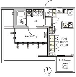 ＡＲＫＭＡＲＫ南品川 406 4階ワンルームの間取り
