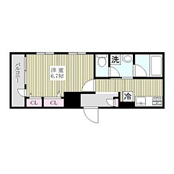 サン ラポルテ 1Kの間取図画像