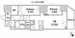 グランパセオ蔵前2 6階2LDKの間取り