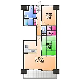 エバーランドシティ新・泉北8番館 2LDKの間取図画像