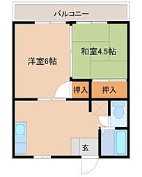 コーポ高橋 2Kの間取図画像