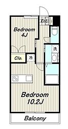 大鈴樹2 2階1LDKの間取り