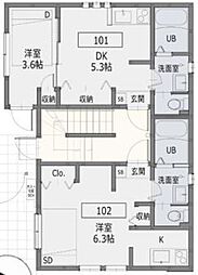 ｅｃｌａｔ（エクラ）登戸 1階1DKの間取り
