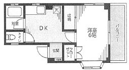 レジデンス片岡 4階1DKの間取り