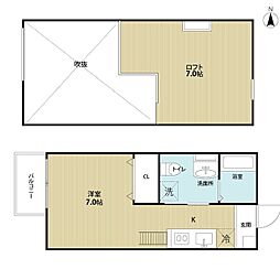 JR東海道・山陽本線 立花駅 徒歩7分の賃貸アパート 1階1Kの間取り