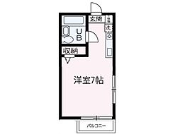 メゾンドプロスペアII 2階ワンルームの間取り