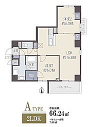 ウェスタ四条 9階2LDKの間取り