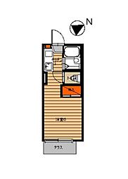 クオーレ玉川学園II 2階ワンルームの間取り