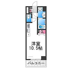 ルミノーサ堺 5階ワンルームの間取り
