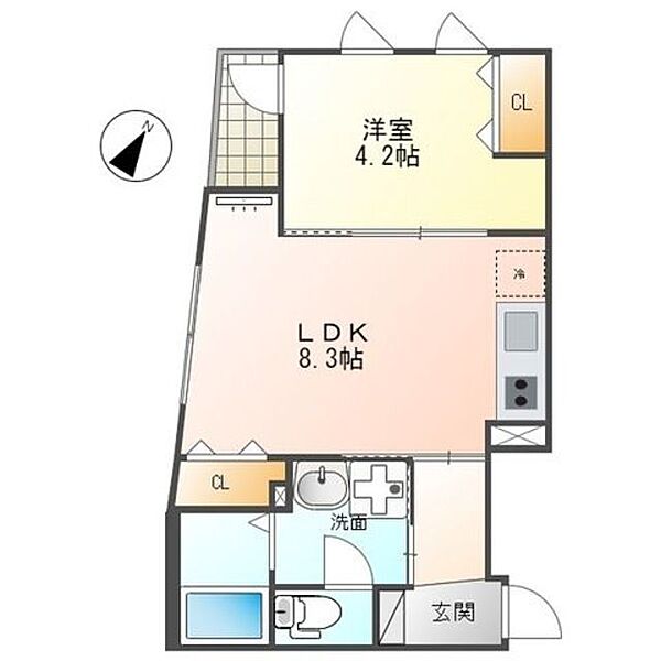 東京都福生市大字福生(賃貸マンション1LDK・3階・34.05㎡)の写真 その2