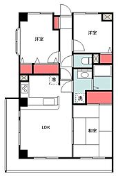 シティーハイム21 213 2階3LDKの間取り