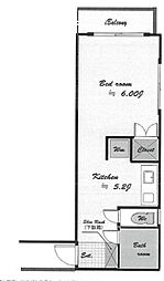 ハイツたばた2 1Kの間取図画像