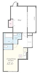 エリンコート矢切 1階ワンルームの間取り