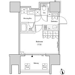 ザ・パークハビオ北千住 14階1Kの間取り