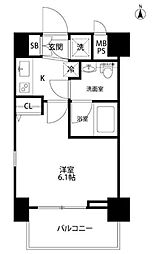 エクセリア芝大門 1Kの間取図画像