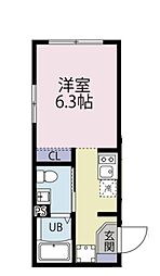 BEL FIORE MONNAKA 4階ワンルームの間取り