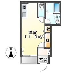 パインズガーデン 1Kの間取図画像