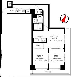 サンコート大通り公園横浜阪東橋 2DKの間取図画像