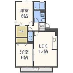 セジュールトーC 2LDKの間取図画像