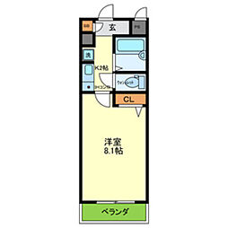レィディアンス 1Kの間取図画像