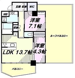 ラ・ベレッツァ　フェリオ 5階2LDKの間取り