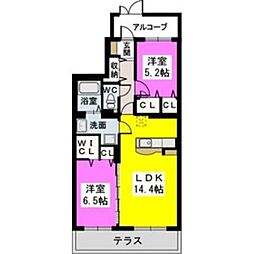 パーク　ストリーム 1階2LDKの間取り